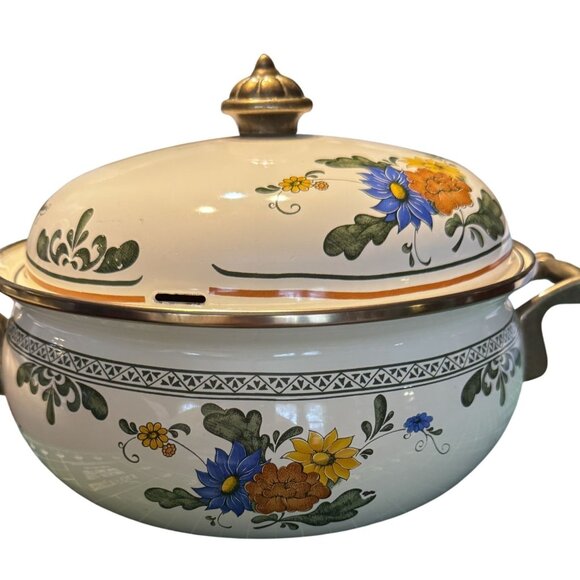 Vintage 1960s Villeroy & Boch Alt Amsterdam Enamelware 4 QT Pot & 9" Frying Pan - Picture 2 of 12